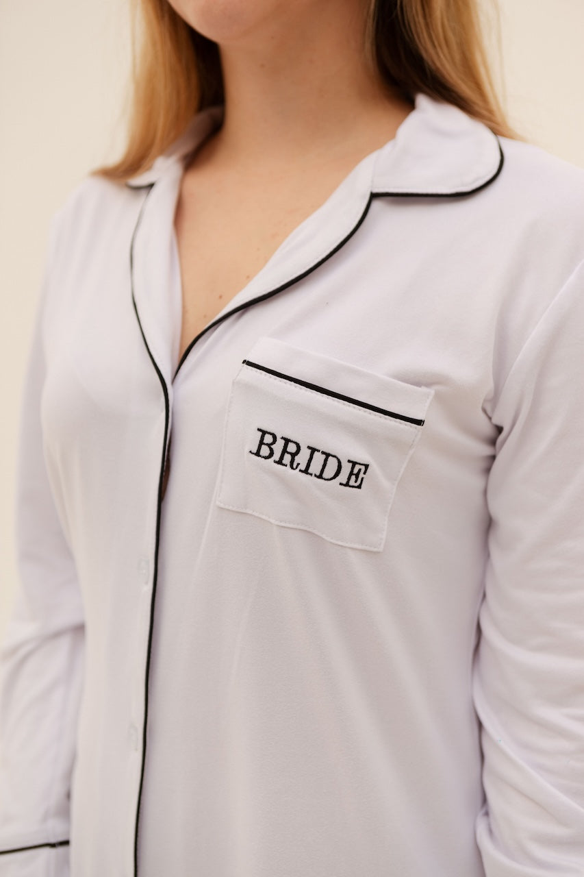 Pijama Bata Blanca "Bride" Bordada