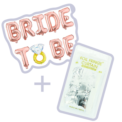 Globo Bride to Be + Cortina Metalizada