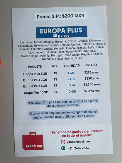 Reach Me Sim Card con Internet