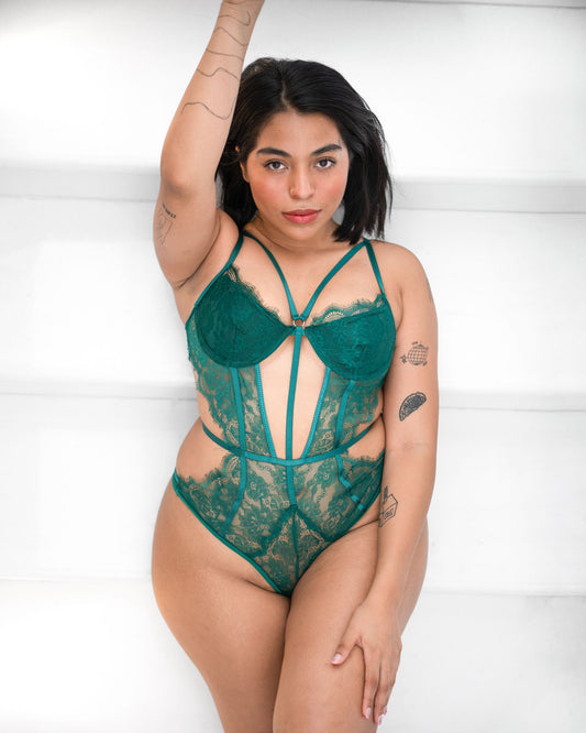 Body Lencería de Encaje Verde | Lady Jade Bodysuit